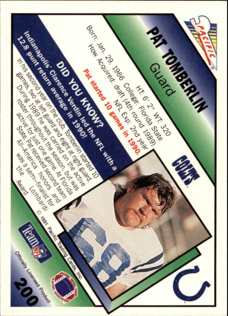 1991 Pacific Football (Pick Card From List 1-258) c59 7-22 - Picture 375 of 483