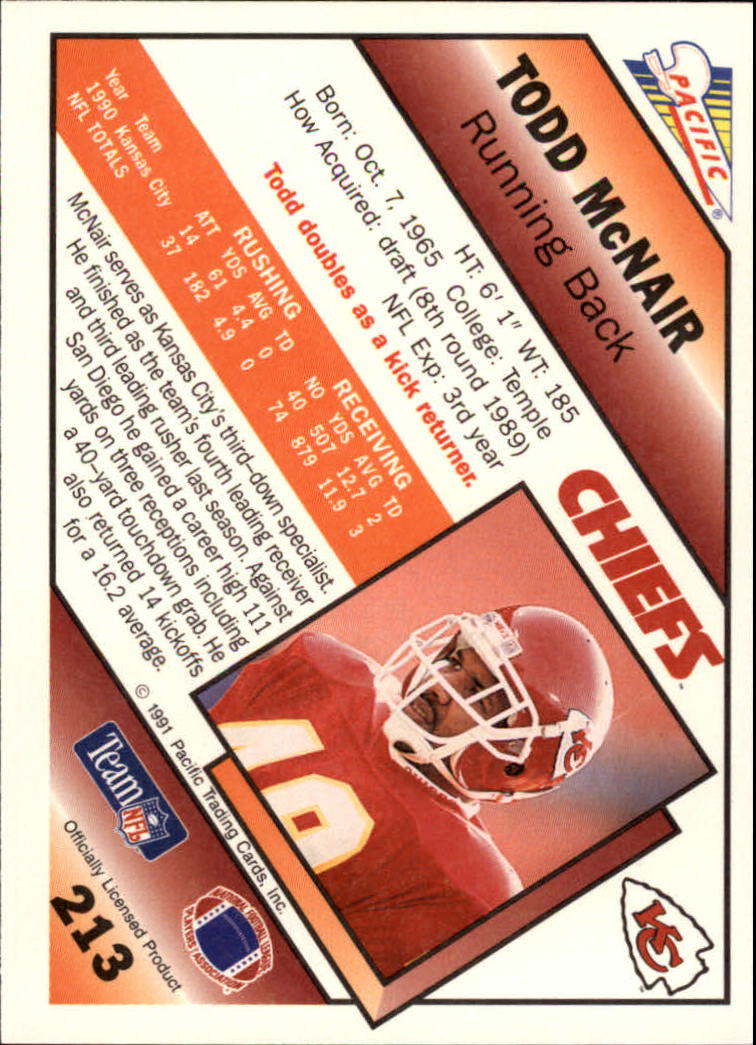 1991 Pacific Football (Pick Card From List 1-258) c59 7-22 - Picture 401 of 483