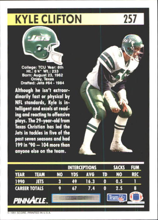 1991 Pinnacle Football "Main Set" Cards #251 to #415 Rookies and Veterans - Picture 15 of 327