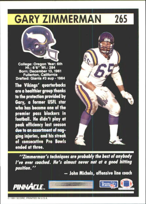 1991 Pinnacle Football "Main Set" Cards #251 to #415 Rookies and Veterans - Picture 31 of 327