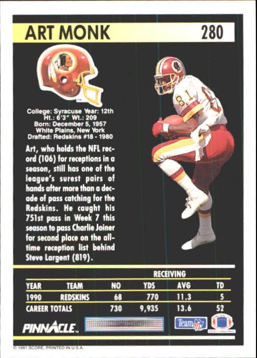 1991 Pinnacle Football "Main Set" Cards #251 to #415 Rookies and Veterans - Picture 61 of 327