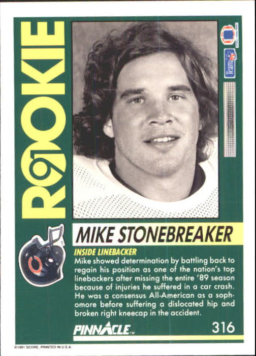 1991 Pinnacle Football "Main Set" Cards #251 to #415 Rookies and Veterans - Picture 131 of 327