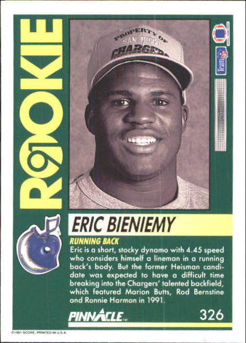 1991 Pinnacle Football "Main Set" Cards #251 to #415 Rookies and Veterans - Picture 151 of 327