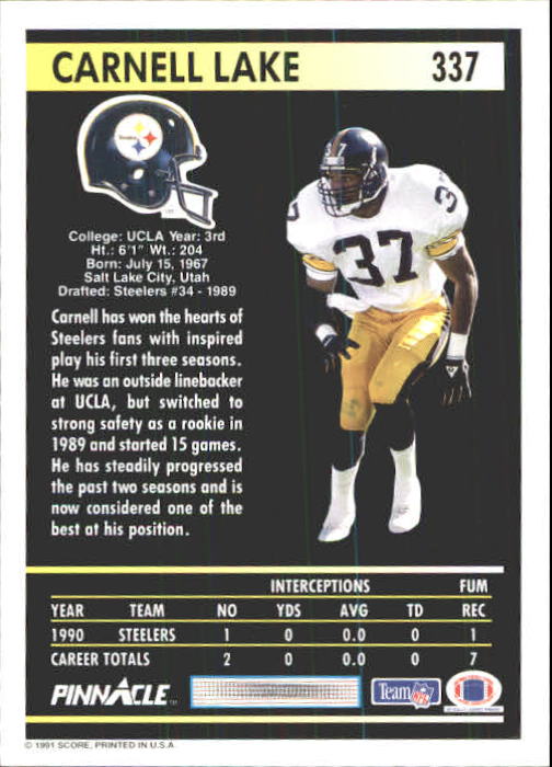 1991 Pinnacle Football "Main Set" Cards #251 to #415 Rookies and Veterans - Picture 173 of 327