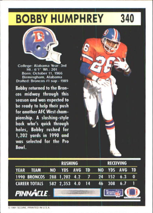 1991 Pinnacle Football "Main Set" Cards #251 to #415 Rookies and Veterans - Picture 179 of 327