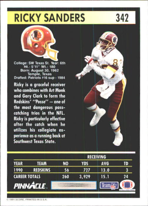 1991 Pinnacle Football "Main Set" Cards #251 to #415 Rookies and Veterans - Picture 183 of 327