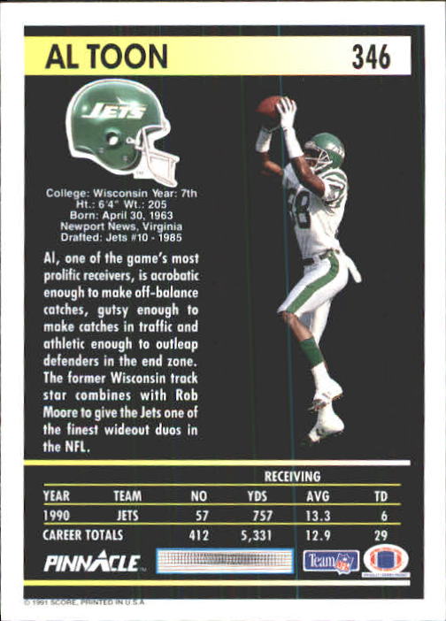 1991 Pinnacle Football "Main Set" Cards #251 to #415 Rookies and Veterans - Picture 191 of 327