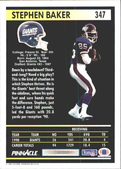 1991 Pinnacle Football "Main Set" Cards #251 to #415 Rookies and Veterans - Picture 193 of 327