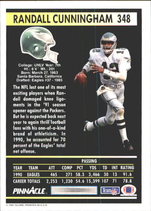 1991 Pinnacle Football "Main Set" Cards #251 to #415 Rookies and Veterans - Picture 195 of 327