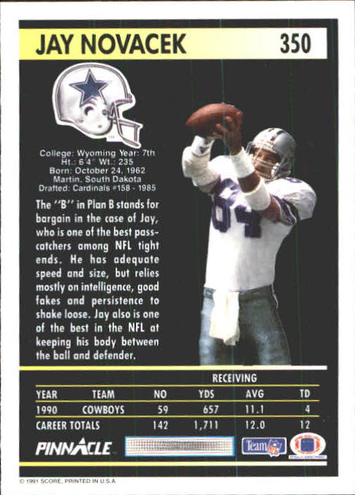 1991 Pinnacle Football "Main Set" Cards #251 to #415 Rookies and Veterans - Picture 199 of 327