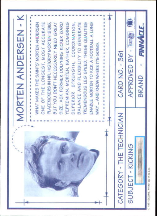 1991 Pinnacle Football "Main Set" Cards #251 to #415 Rookies and Veterans - Picture 221 of 327