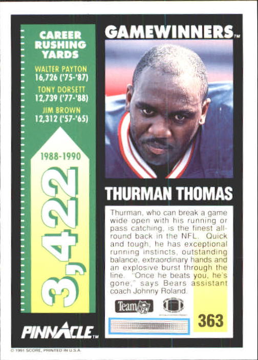 1991 Pinnacle Football "Main Set" Cards #251 to #415 Rookies and Veterans - Picture 225 of 327