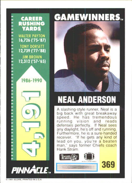 1991 Pinnacle Football "Main Set" Cards #251 to #415 Rookies and Veterans - Picture 237 of 327