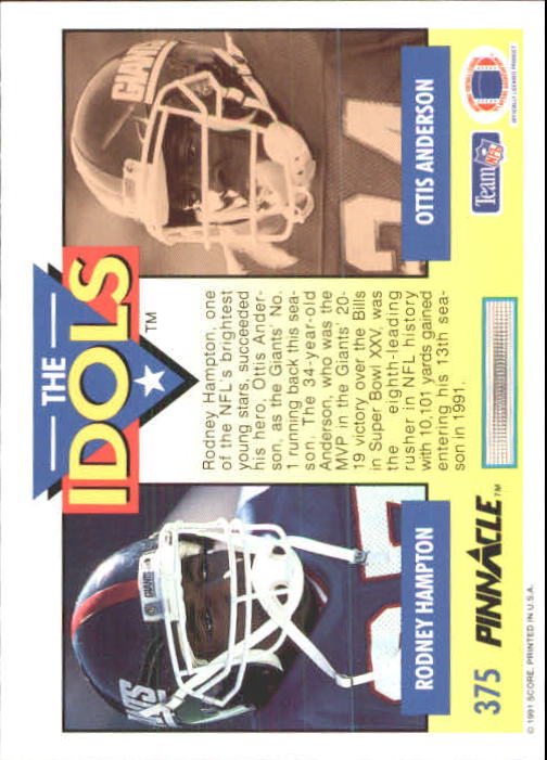 1991 Pinnacle Football "Main Set" Cards #251 to #415 Rookies and Veterans - Picture 249 of 327