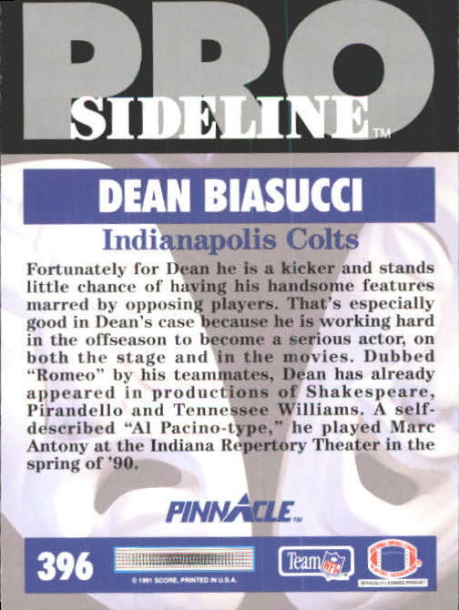 1991 Pinnacle Football "Main Set" Cards #251 to #415 Rookies and Veterans - Picture 289 of 327