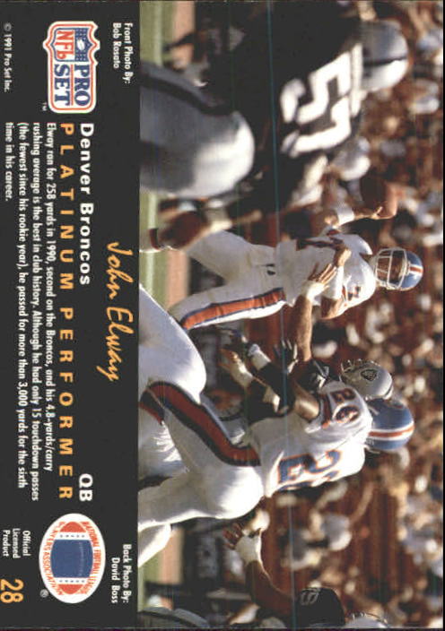 1991 Pro Set Platinum Football Card Pick 1-250