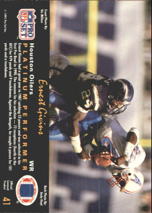 1991 Pro Set Platinum Football Card Pick 1-250