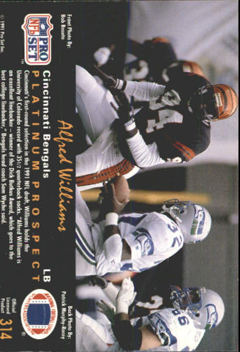 1991 pro set platinum football card 284 315 pick