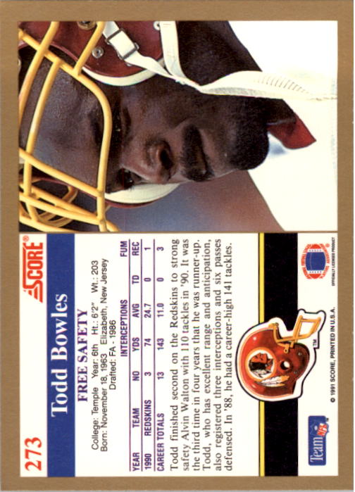 1991 Score Football "Main Set" Cards #251 to #500 Rookies and Veterans - Picture 47 of 499