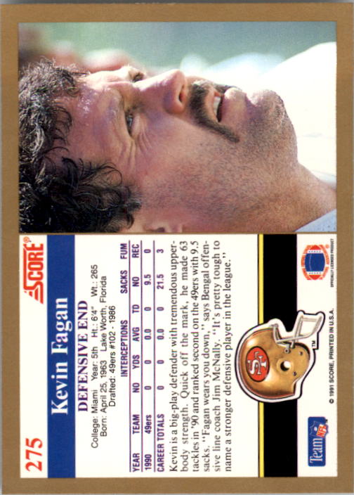 1991 Score Football "Main Set" Cards #251 to #500 Rookies and Veterans - Picture 51 of 499