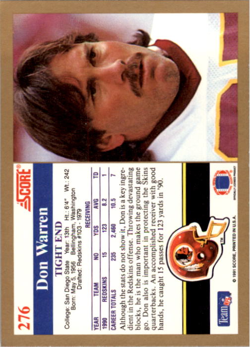 1991 Score Football "Main Set" Cards #251 to #500 Rookies and Veterans - Picture 53 of 499