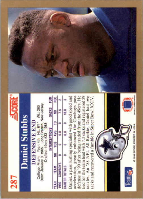 1991 Score Football "Main Set" Cards #251 to #500 Rookies and Veterans - Picture 75 of 499
