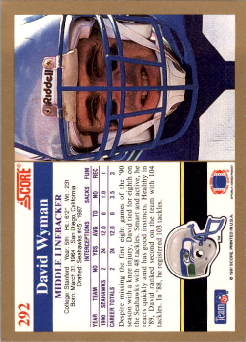 1991 Score Football "Main Set" Cards #251 to #500 Rookies and Veterans - Picture 85 of 499