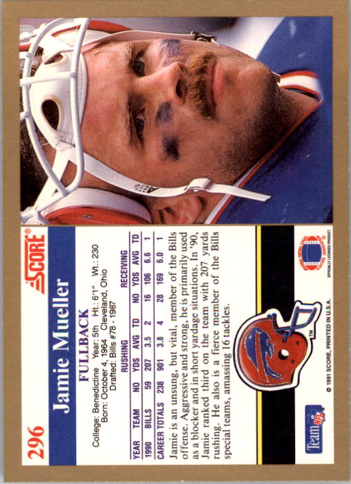 1991 Score Football "Main Set" Cards #251 to #500 Rookies and Veterans - Picture 93 of 499