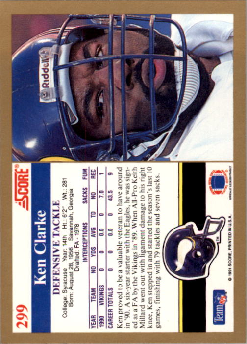 1991 Score Football "Main Set" Cards #251 to #500 Rookies and Veterans - Picture 99 of 499
