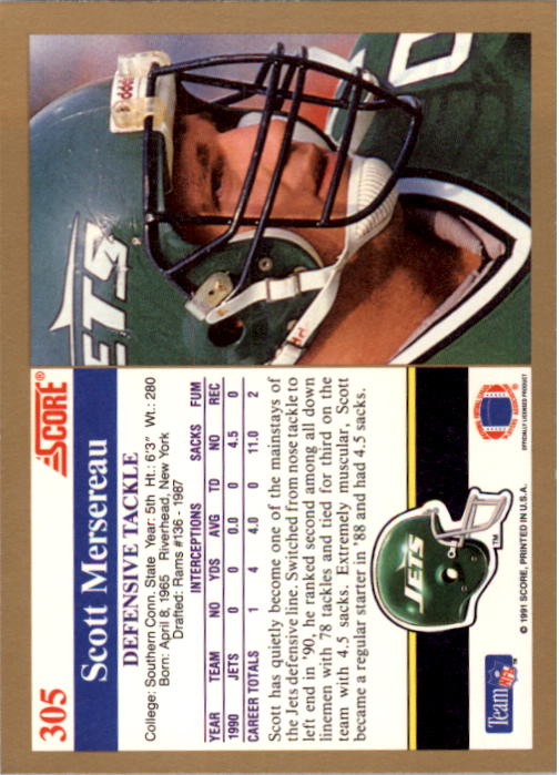 1991 Score Football "Main Set" Cards #251 to #500 Rookies and Veterans - Picture 111 of 499