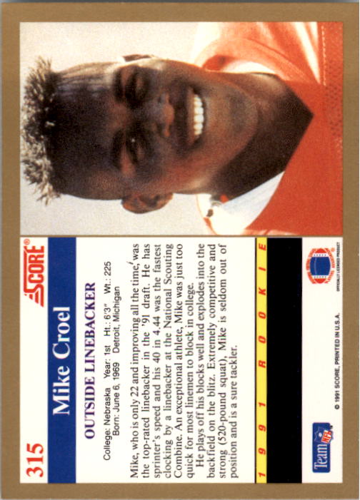 1991 Score Football "Main Set" Cards #251 to #500 Rookies and Veterans - Picture 131 of 499