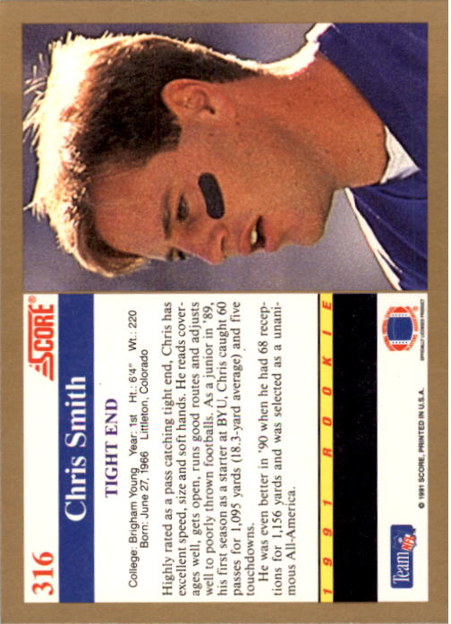1991 Score Football "Main Set" Cards #251 to #500 Rookies and Veterans - Picture 133 of 499