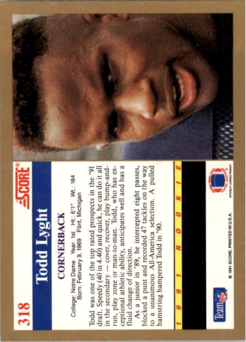 1991 Score Football "Main Set" Cards #251 to #500 Rookies and Veterans - Picture 137 of 499