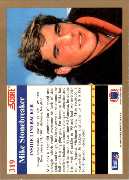 1991 Score Football "Main Set" Cards #251 to #500 Rookies and Veterans - Picture 139 of 499