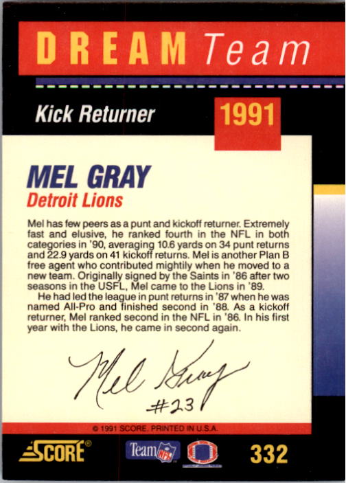 1991 Score Football "Main Set" Cards #251 to #500 Rookies and Veterans - Picture 165 of 499