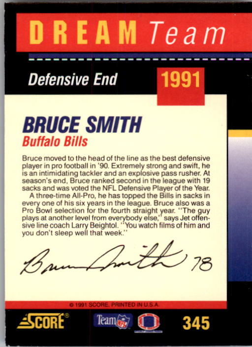 1991 Score Football "Main Set" Cards #251 to #500 Rookies and Veterans - Picture 191 of 499