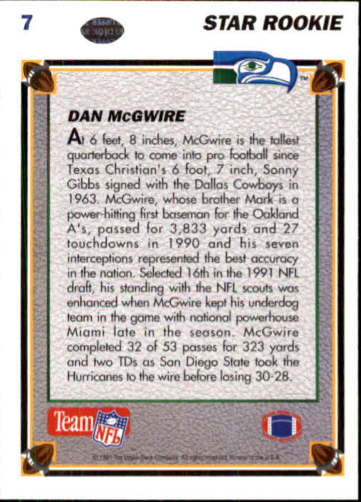 1991 Upper Deck Football "Main Set" Cards #1 to #250 Rookies and Veterans - Picture 15 of 495