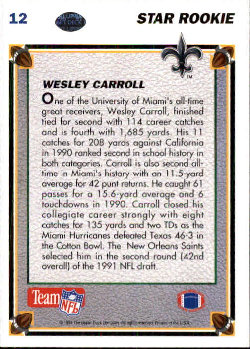 1991 Upper Deck Football "Main Set" Cards #1 to #250 Rookies and Veterans - Picture 25 of 495
