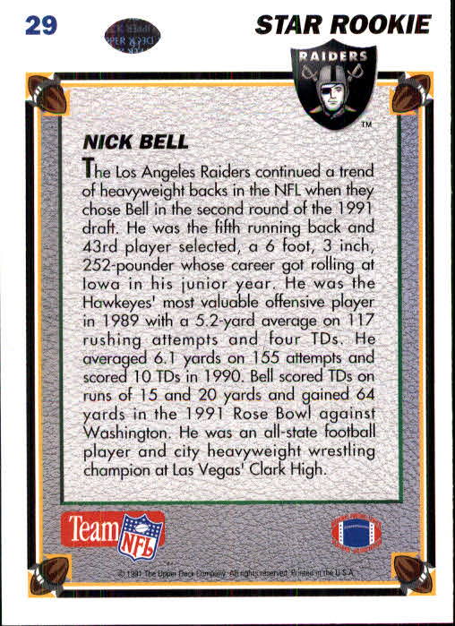 1991 Upper Deck Football "Main Set" Cards #1 to #250 Rookies and Veterans - Picture 61 of 495
