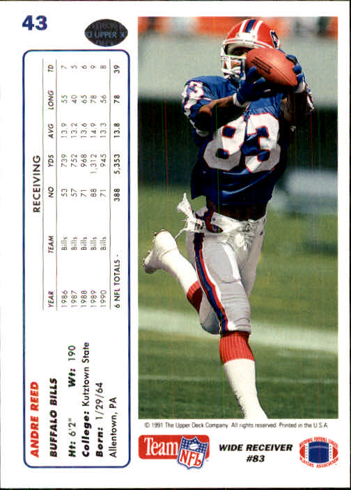 1991 Upper Deck Football "Main Set" Cards #1 to #250 Rookies and Veterans - Picture 85 of 495