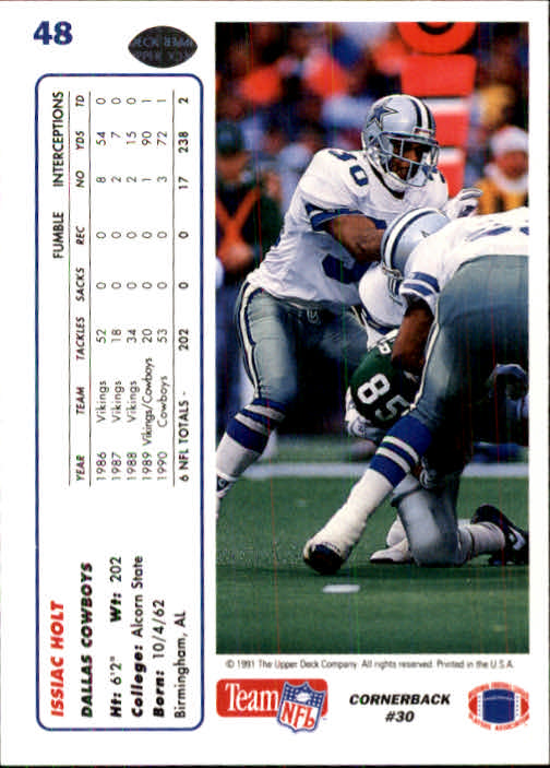 1991 Upper Deck Football "Main Set" Cards #1 to #250 Rookies and Veterans - Picture 95 of 495