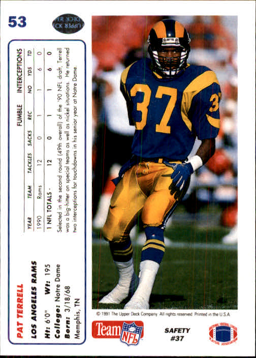 1991 Upper Deck Football "Main Set" Cards #1 to #250 Rookies and Veterans - Picture 105 of 495