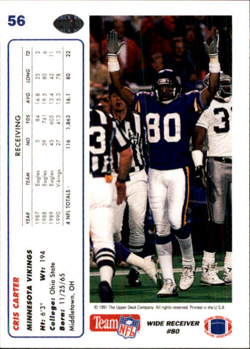 1991 Upper Deck Football "Main Set" Cards #1 to #250 Rookies and Veterans - Picture 111 of 495