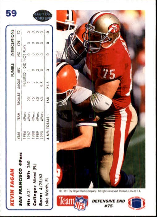 1991 Upper Deck Football "Main Set" Cards #1 to #250 Rookies and Veterans - Picture 117 of 495