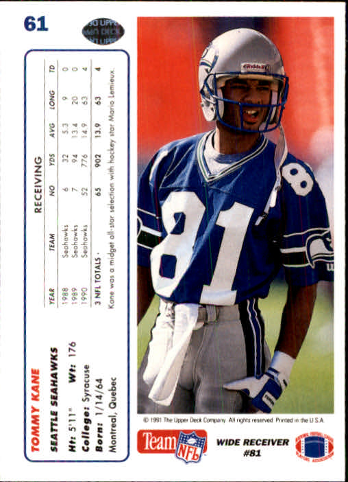 1991 Upper Deck Football "Main Set" Cards #1 to #250 Rookies and Veterans - Picture 121 of 495