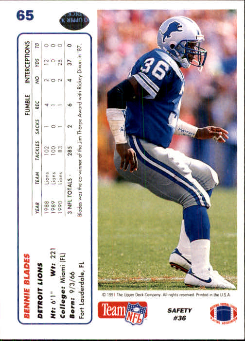 1991 Upper Deck Football "Main Set" Cards #1 to #250 Rookies and Veterans - Picture 129 of 495