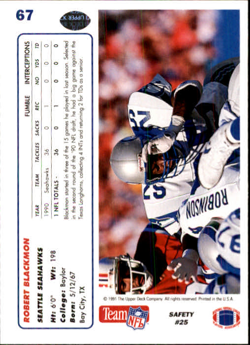 1991 Upper Deck Football "Main Set" Cards #1 to #250 Rookies and Veterans - Picture 133 of 495