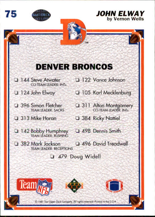1991 Upper Deck Football "Main Set" Cards #1 to #250 Rookies and Veterans - Picture 149 of 495