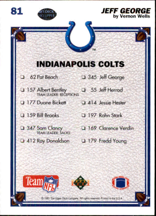 1991 Upper Deck Football "Main Set" Cards #1 to #250 Rookies and Veterans - Picture 161 of 495
