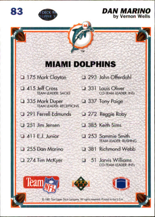 1991 Upper Deck Football "Main Set" Cards #1 to #250 Rookies and Veterans - Picture 165 of 495